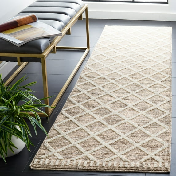Safavieh Easy Care Dilara Cross Polyester Machine Washable Runner Rug, Beige/Ivory, 2'3" x 6'