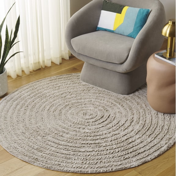 Safavieh Easy Care Edythe Solid Machine Washable Area Rug, Light Gray, 3' x 3' Round