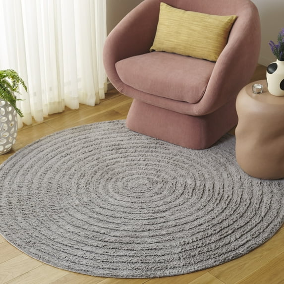 Safavieh Easy Care Edythe Solid Machine Washable Area Rug, Gray, 3' x 3' Round