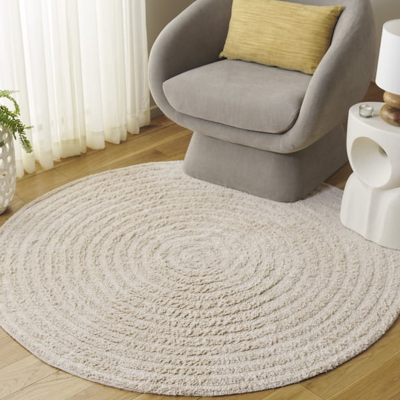 Safavieh Easy Care Edythe Solid Machine Washable Area Rug, Ivory, 5' x 5' Round