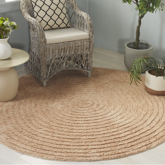 Safavieh Easy Care Edythe Solid Machine Washable Area Rug, Orange, 6' x 6' Round