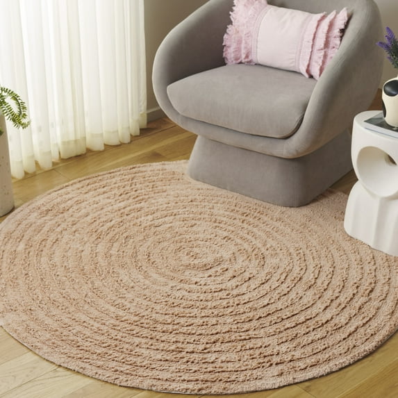 Safavieh Easy Care Edythe Solid Machine Washable Area Rug, Pink, 5' x 5' Round