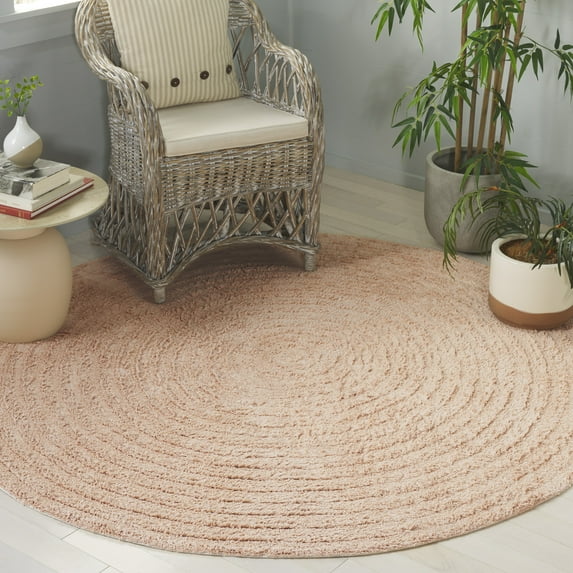 Safavieh Easy Care Edythe Solid Machine Washable Area Rug, Pink, 6' x 6' Round