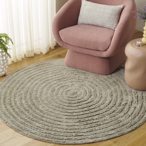 Safavieh Easy Care Edythe Solid Machine Washable Area Rug, Sage, 3' x 3' Round