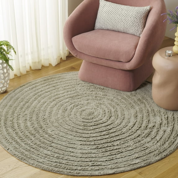Safavieh Easy Care Edythe Solid Machine Washable Area Rug, Sage, 5' x 5' Round
