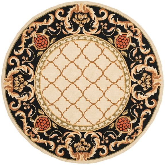 SAFAVIEH Easy Care Elisaveta Oriental Area Rug, Ivory/Black, 8' x 8' Round