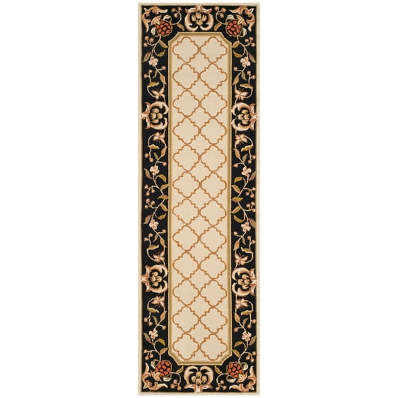 SAFAVIEH Easy Care Elisaveta Oriental Runner Rug, Ivory/Black, 2'6" x 10'