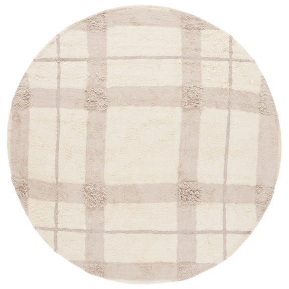SAFAVIEH Easy Care Elwin Diamond Area Rug, Ivory/Beige, 6' x 6' Round