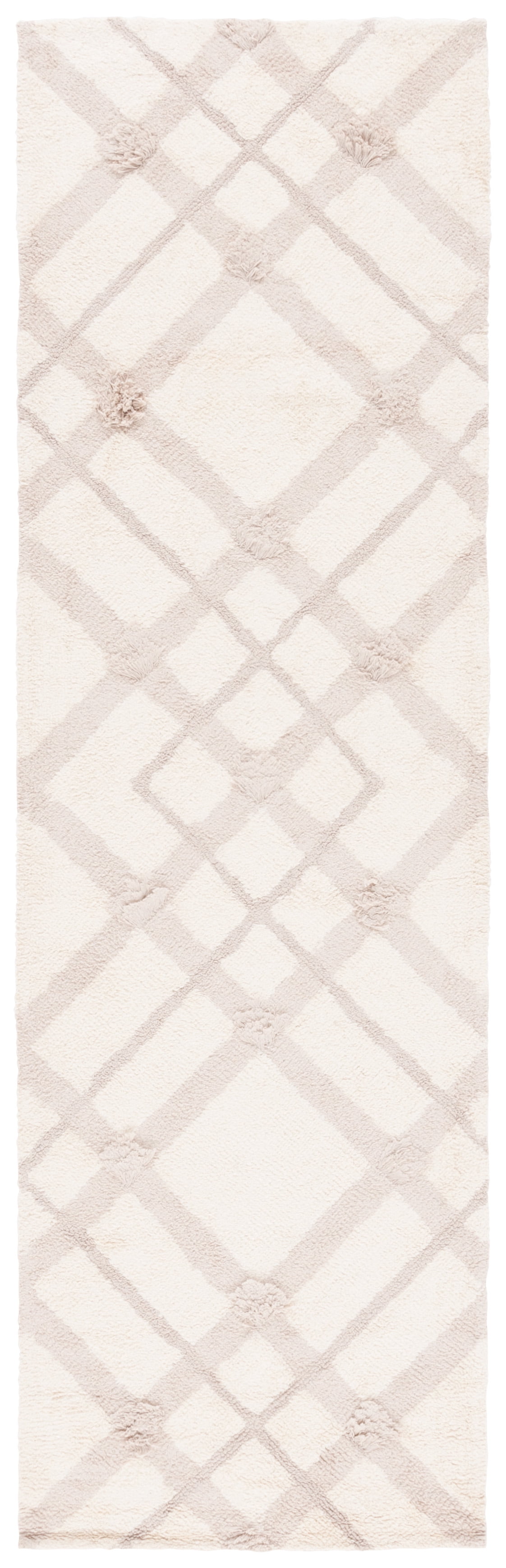 SAFAVIEH Easy Care Elwin Diamond Runner Rug, Ivory/Beige, 2'3" x 8'