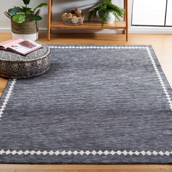 Safavieh Easy Care Emmet Bordered Polyester Machine Washable Area Rug, Gray/Ivory, 3' x 5'