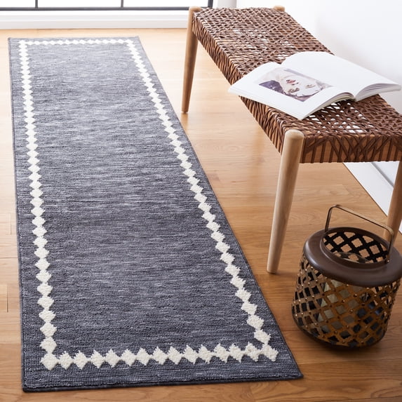 Safavieh Easy Care Emmet Bordered Polyester Machine Washable Runner Rug, Gray/Ivory, 2'3" x 8'