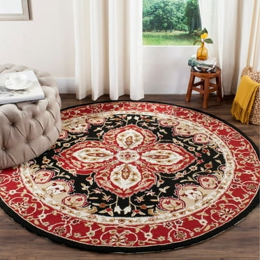 SAFAVIEH Easy Care Erykah Oriental Area Rug, Black/Red, 8' x 8' Round