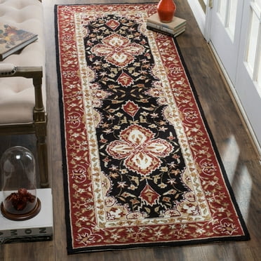 SAFAVIEH Easy Care Erykah Oriental Runner Rug, Black/Red, 2'6" x 10'