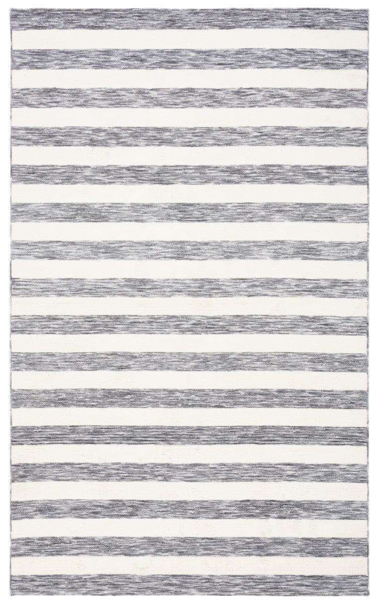 Luxurious Easy Care 5' x 8' Dark Grey/Ivory Stripe Synthetic Area Rug
