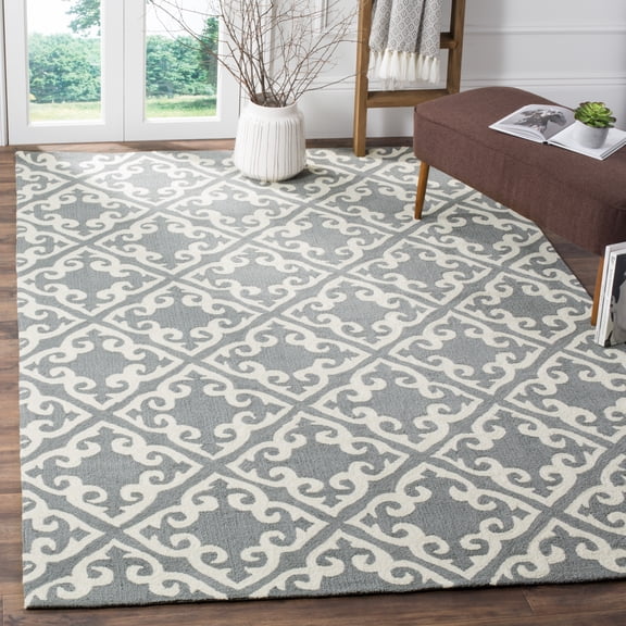 Safavieh Easy Care Jace Geometric Polyester Area Rug, Gray/Ivory, 6' x 6' Square
