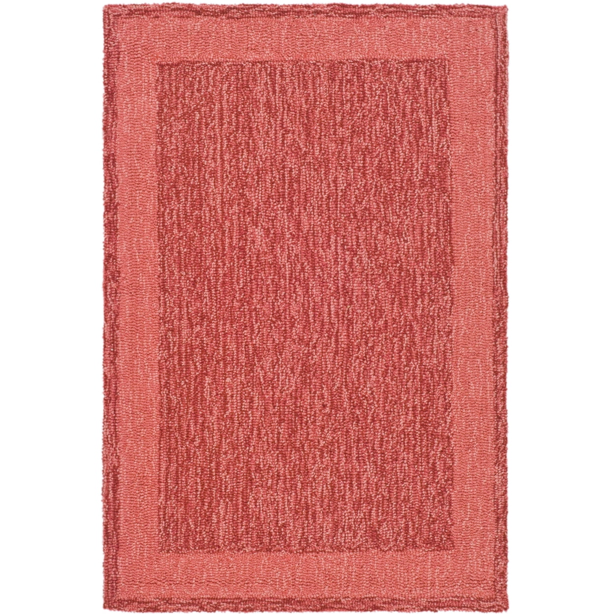 Red Hand-Hooked Floral Border 2' x 3' Rug