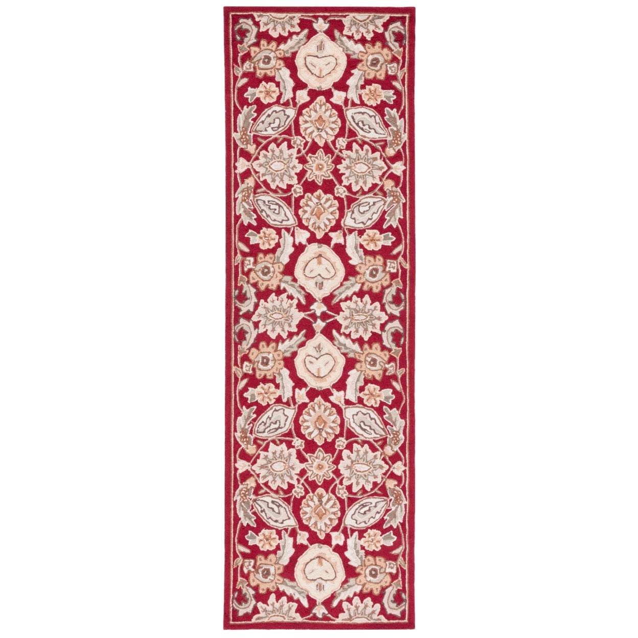 Handmade Tufted Red Floral Reversible Synthetic Rug