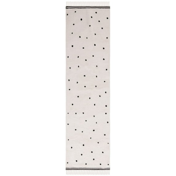 SAFAVIEH Easy Care Leptis Polka Dots Runner Rug, 2'3" x 9', Ivory/Black