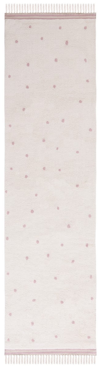 SAFAVIEH Easy Care Leptis Polka Dots Runner Rug, 2'3" x 9', Ivory/Pink