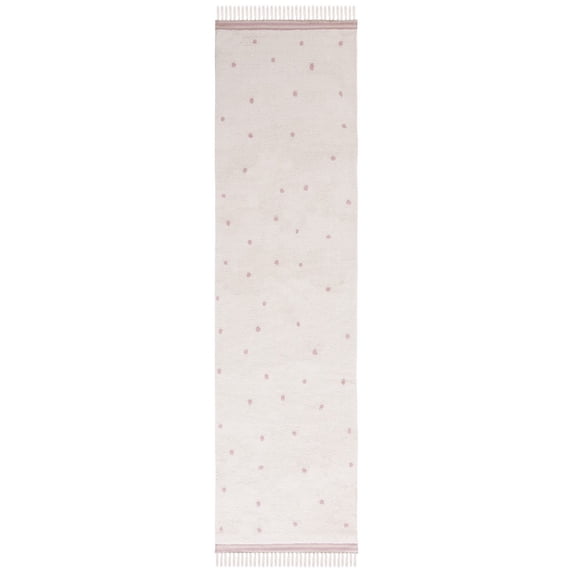 SAFAVIEH Easy Care Leptis Polka Dots Runner Rug, 2'3" x 9', Ivory/Pink