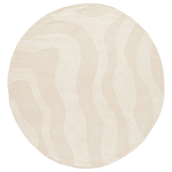 SAFAVIEH Easy Care Lyla Geometric Area Rug, Ivory, 6' x 6' Round