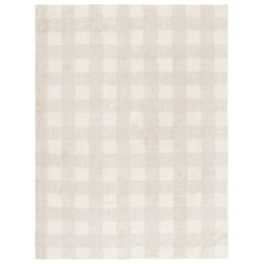 SAFAVIEH Easy Care Maggie Plaid Area Rug, Ivory/Beige, 8' x 10'