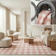 SAFAVIEH Easy Care Maggie Plaid Area Rug, Ivory/Rust, 8' x 10'