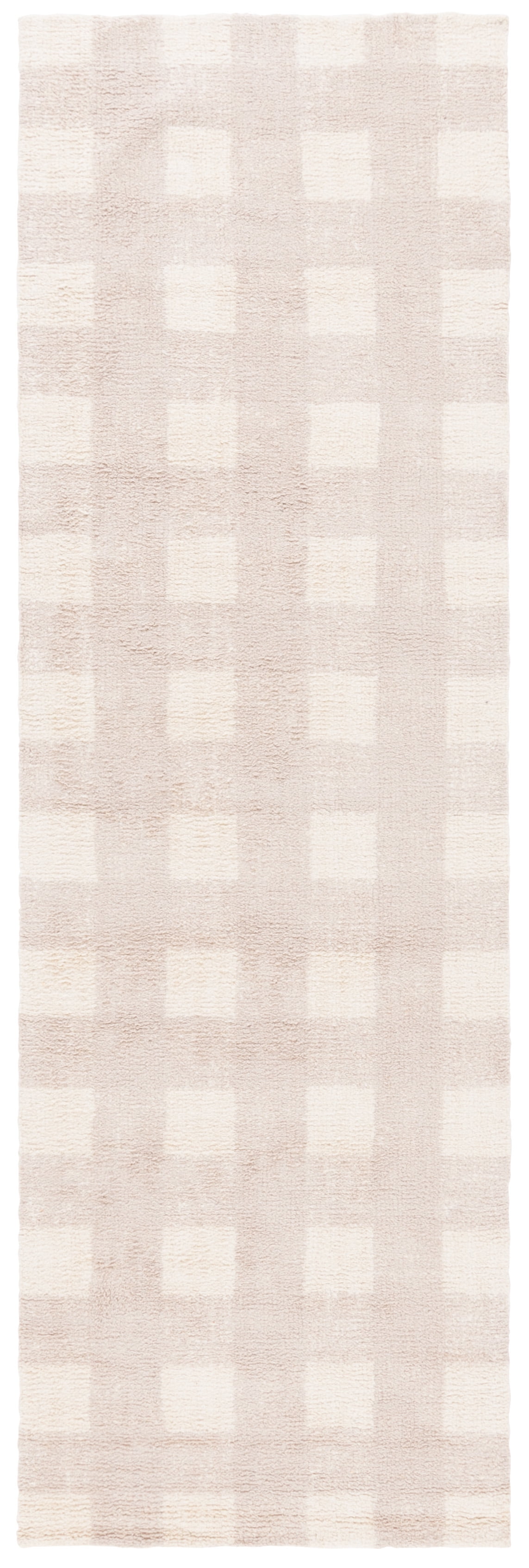 SAFAVIEH Easy Care Maggie Plaid Runner Rug, Ivory/Beige, 2'3" x 8'