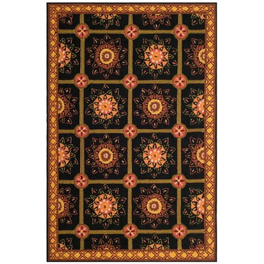 SAFAVIEH Easy Care Marcus Floral Area Rug, Black/Yellow, 4' x 6'