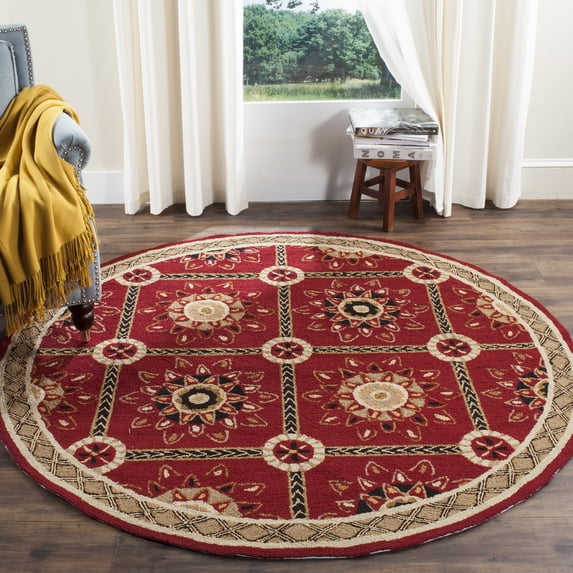 Safavieh Easy Care Marcus Floral Area Rug, Red/Natural, 6' x 6' Round