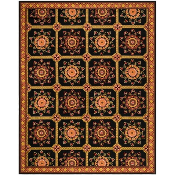 SAFAVIEH Easy Care Marcus Floral Geometric Area Rug, Black/Yellow, 8' x 10'