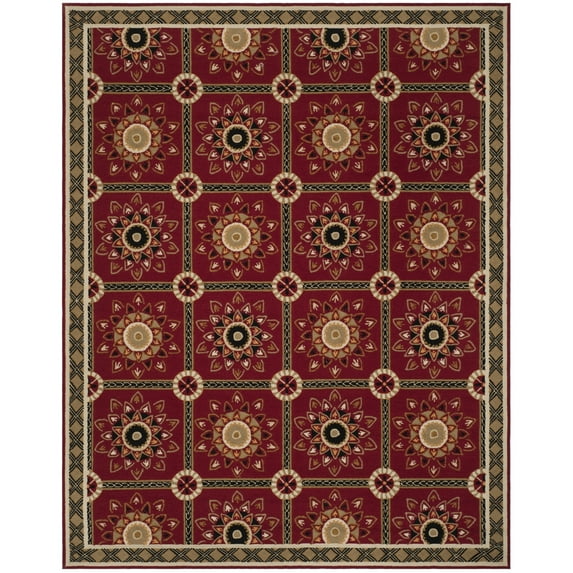 SAFAVIEH Easy Care Marcus Floral Geometric Area Rug, Red/Natural, 4' x 6'