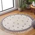 thumbnail image 1 of Safavieh Easy Care Mayra Solid Cotton Machine Washable Area Rug, Ivory/Black, 4' x 4' Round, 1 of 9