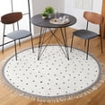 thumbnail image 1 of Safavieh Easy Care Mayra Solid Cotton Machine Washable Area Rug, Ivory/Black, 7' x 7' Round, 1 of 9