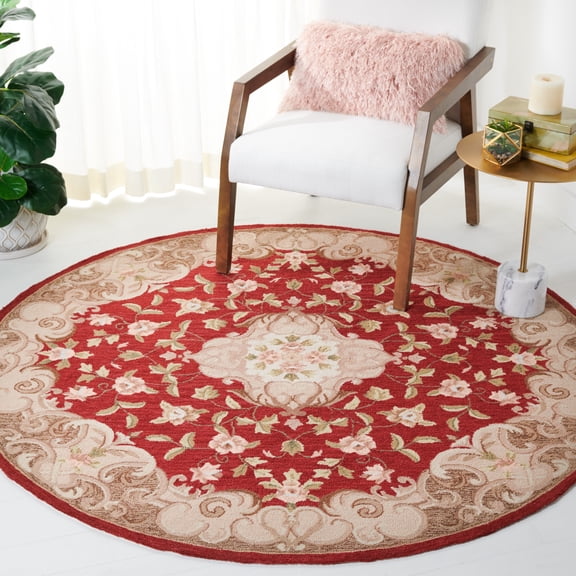 Safavieh Easy Care Mirjana Oriental Area Rug, Rust/Sage, 6' x 6' Round