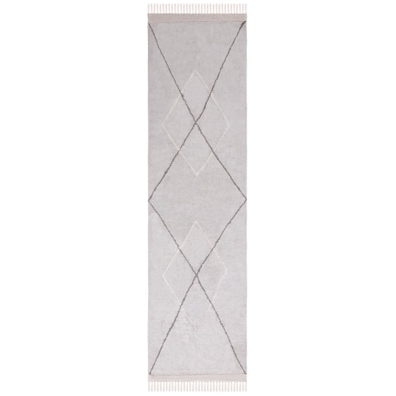 SAFAVIEH Easy Care Myrtle Cross Cotton Machine Washable Runner Rug, Grey/Ivory, 2'3" x 5'