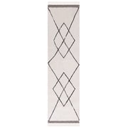 SAFAVIEH Easy Care Myrtle Cross Cotton Machine Washable Runner Rug, Ivory/Black, 2'3" x 7'