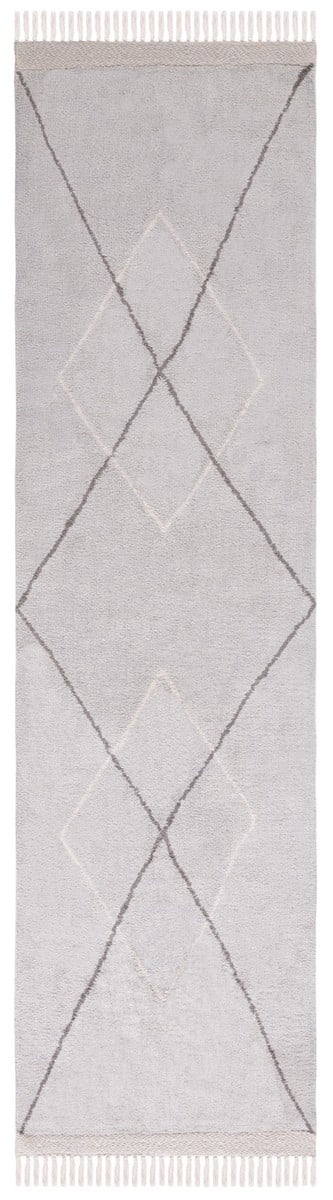 SAFAVIEH Easy Care Myrtle Cross Runner Rug, 2'3" x 9', Grey/Ivory
