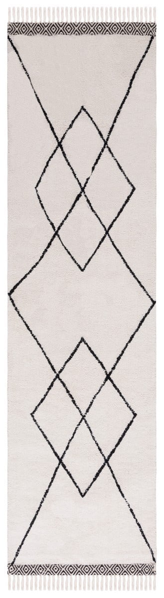SAFAVIEH Easy Care Myrtle Cross Runner Rug, 2'3" x 9', Ivory/Black