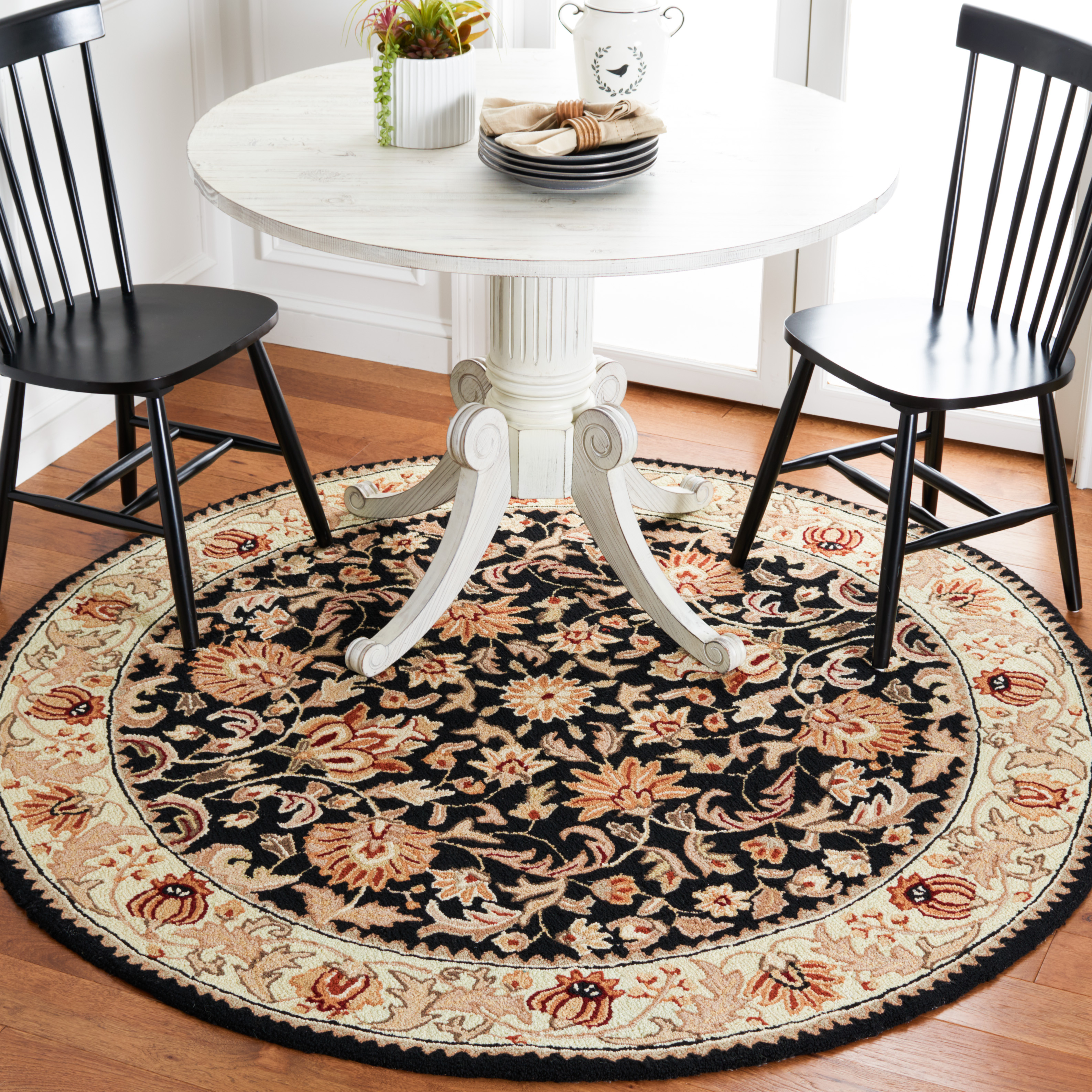 Safavieh Easy Care Myrtle Floral Area Rug, Black/Ivory, 8' x 8' Round