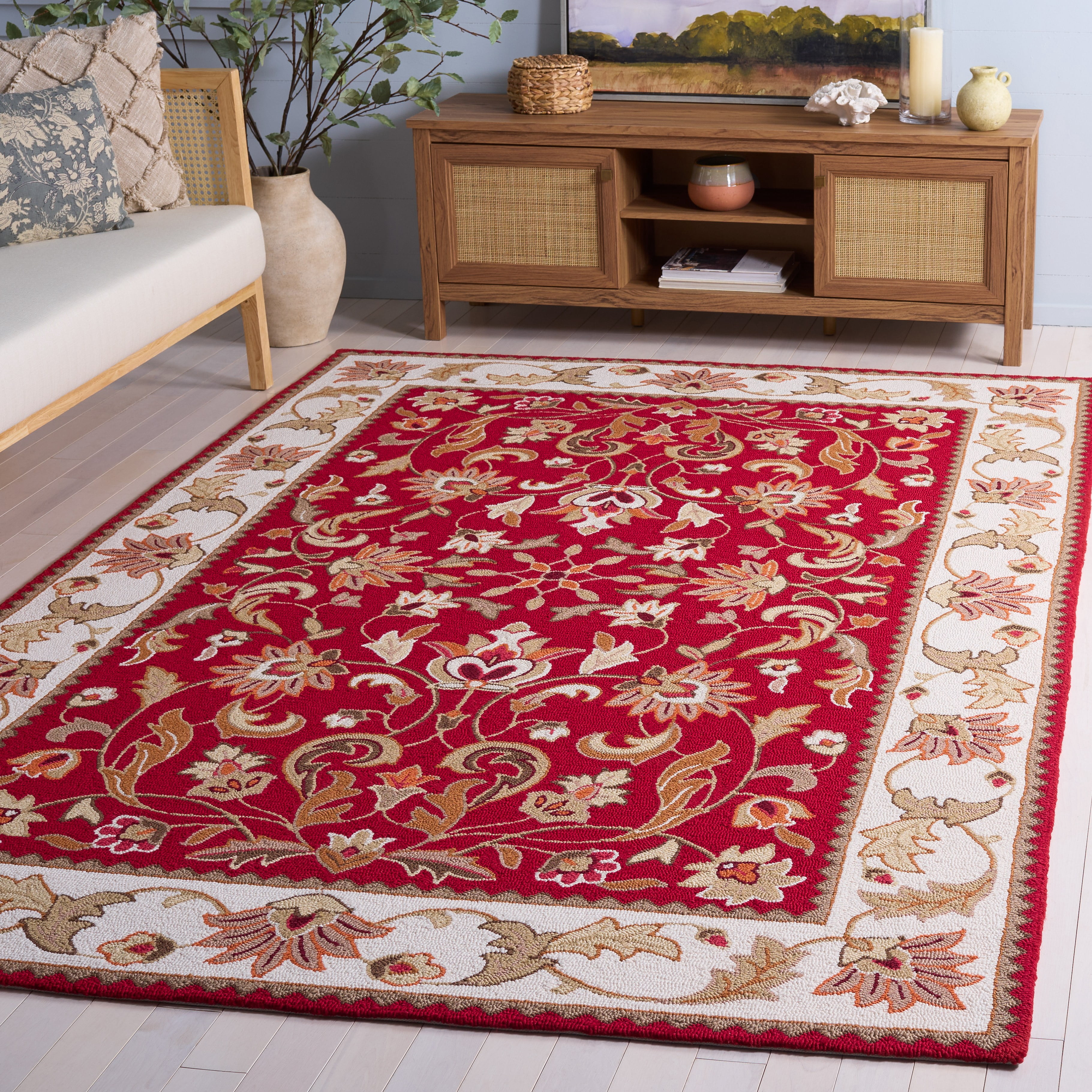 Safavieh Easy Care Myrtle Floral Area Rug, Red/Ivory, 4' x 6'
