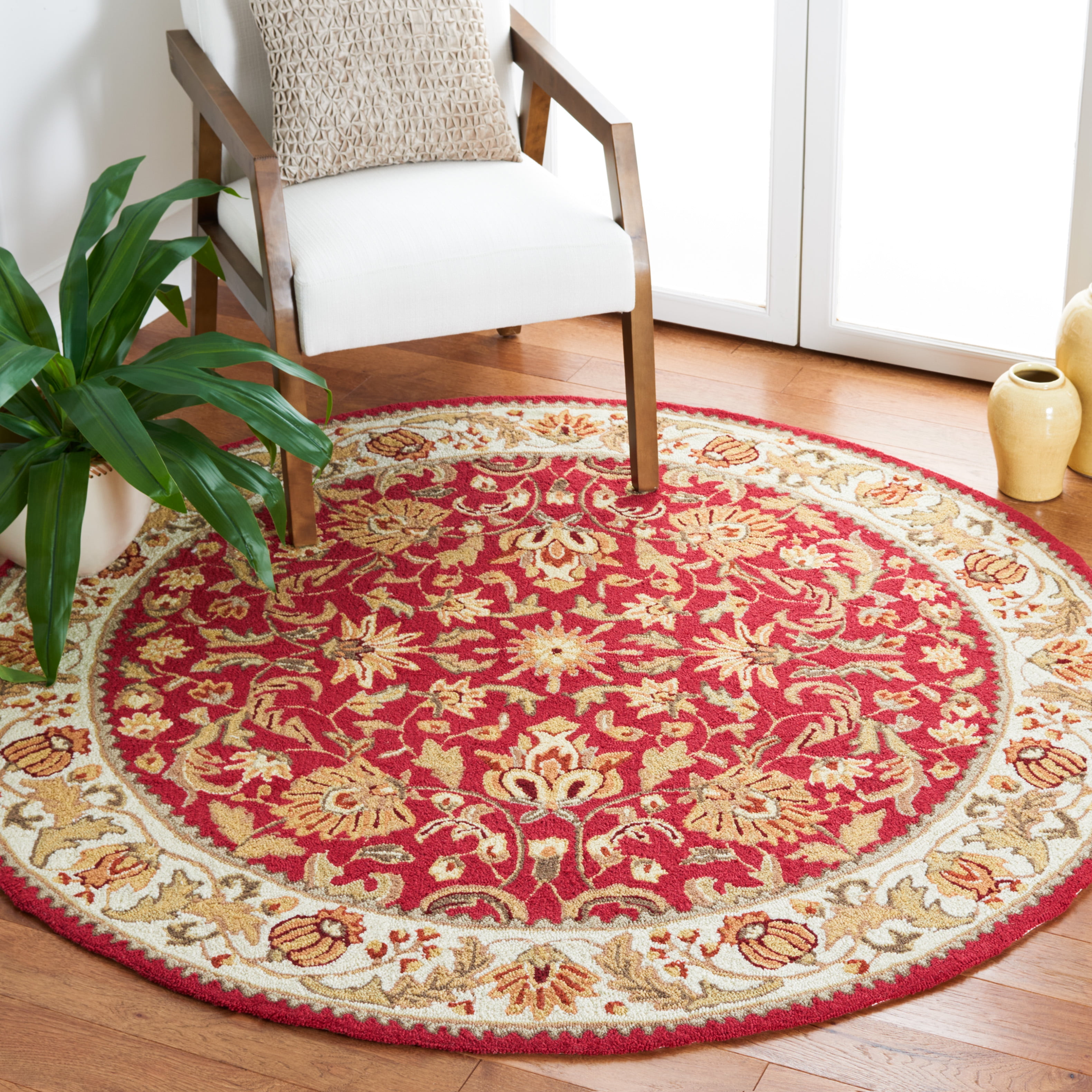 Safavieh Easy Care Myrtle Floral Area Rug, Red/Ivory, 8' x 8' Round
