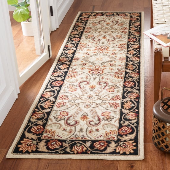 Safavieh Easy Care Myrtle Floral Runner Rug, Ivory/Black, 2'6" x 10'