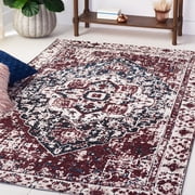 Safavieh Easy Care Salim Oriental Machine Washable Area Rug, Red/Navy, 4' x 6'