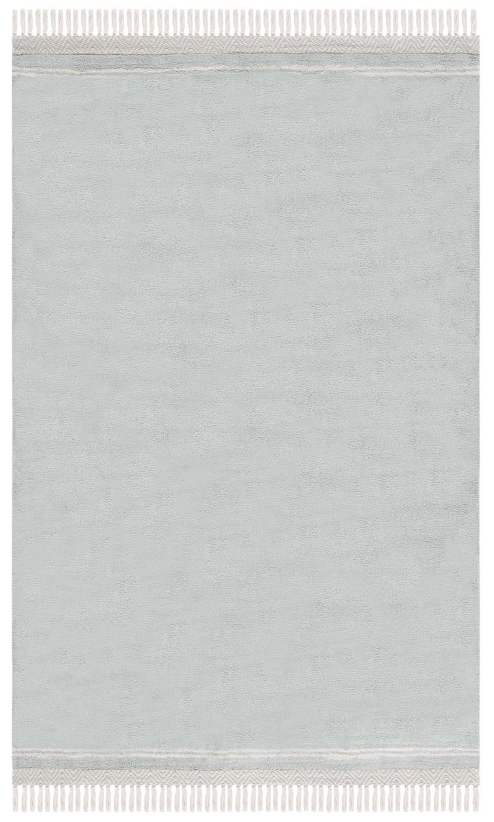 Light Blue and Ivory 4' x 6' Hand-Knotted Washable Rug