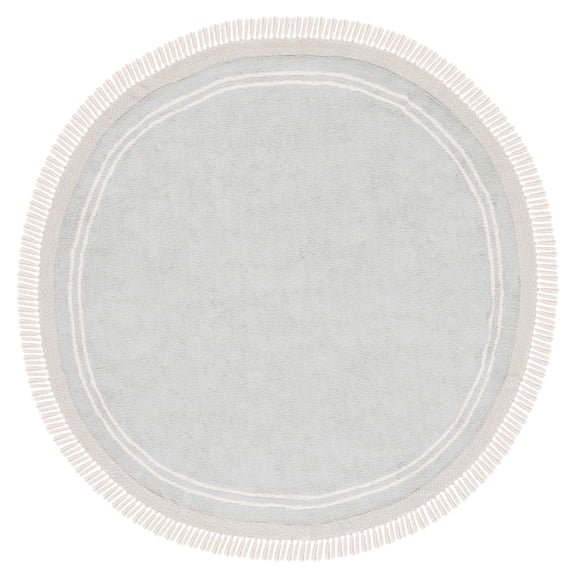 SAFAVIEH Easy Care Tahnee Solid Area Rug, 6' x 6' Round, Light Blue/Ivory