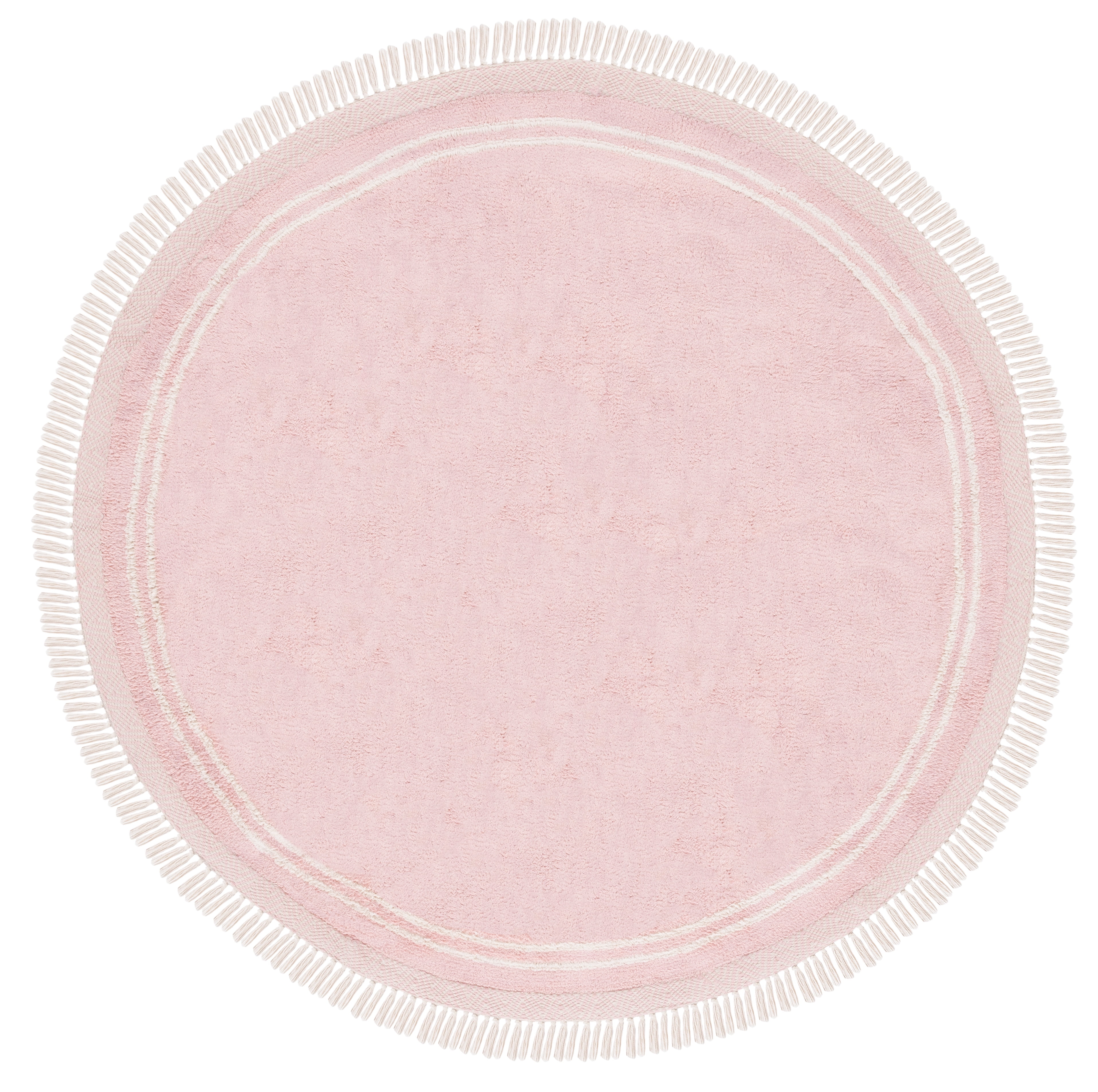 SAFAVIEH Easy Care Tahnee Solid Cotton Machine Washable Area Rug, Pink/Ivory, 8' x 8' Round