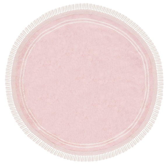 SAFAVIEH Easy Care Tahnee Solid Cotton Machine Washable Area Rug, Pink/Ivory, 8' x 8' Round