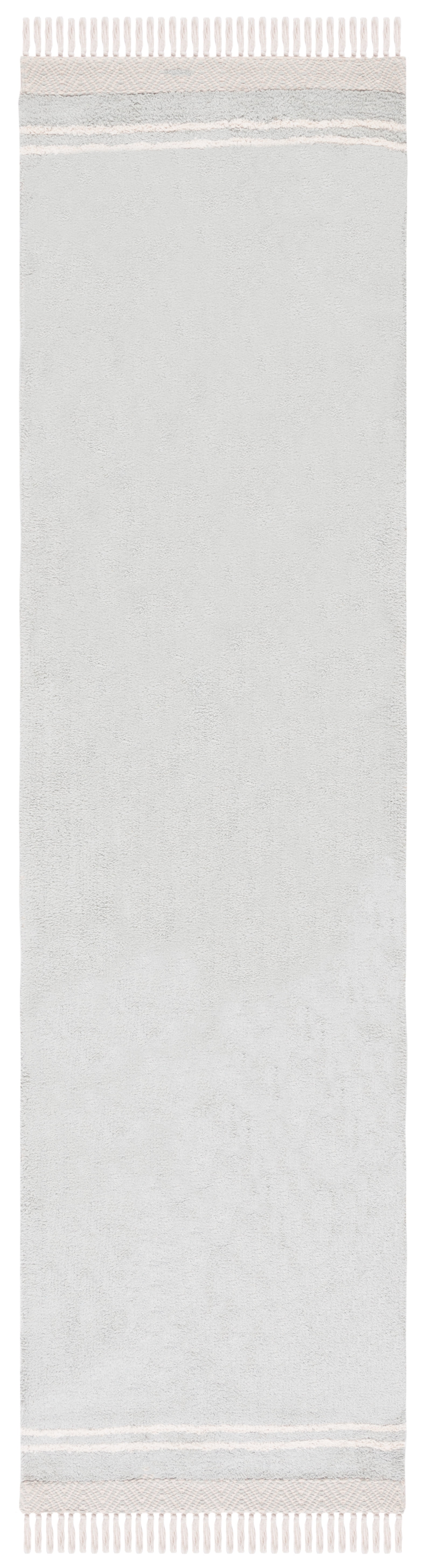 Handmade Light Blue and Ivory Cotton Washable Runner Rug, 2'-3" x 11'