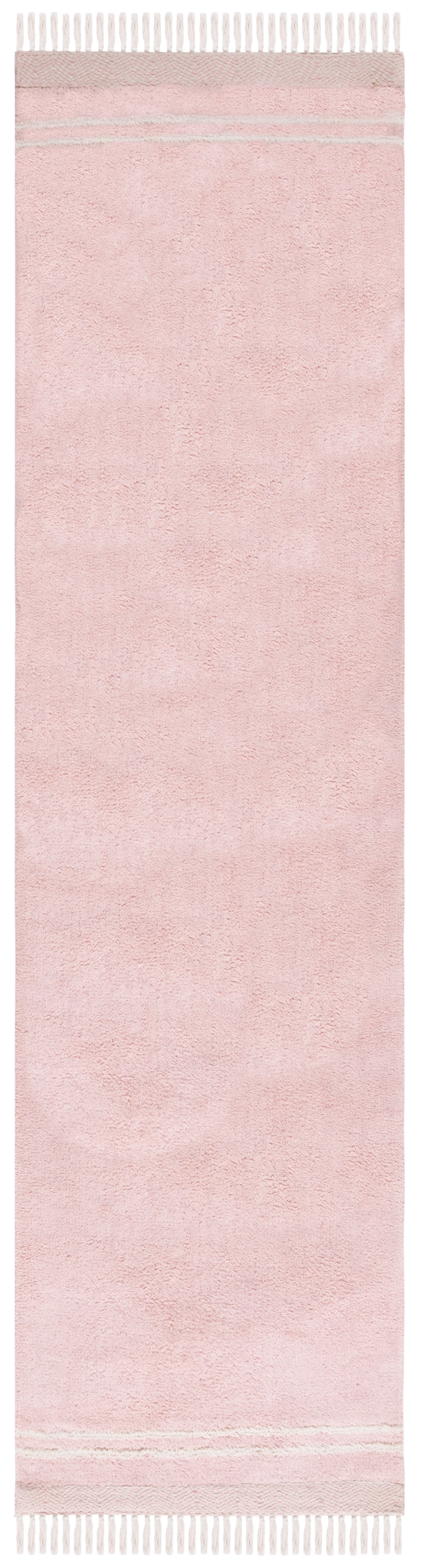 Handmade Pink and Ivory Cotton Washable Runner Rug, 2'3" x 11'
